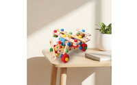 Wooden Building Toy Educational Screw Building Toy Wooden Construction Set Fine Motor Open-Ended for Children, Playroom