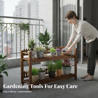 Tiered Planter Shelf with Trellis Floor-Standing Stepped Plant Stand Weather-Resistant Easy to Assemble for Gardeners