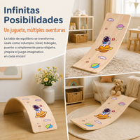 Wooden Balance Board for Kids, Curved Balance Table with Felt Pad, 94.5x29.5x1.5cm, Ideal for Play and Training