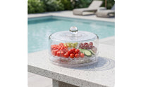 Rotating Serving Tray with Dome Lid Clear Fridge Storage Container Transparent Organizer for Hosts, Kitchen Countertop, Dining Table