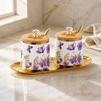 Seasoning Container Set with Lids and Spoons Seasoning Cellar Set Easy to Clean Kitchen Storage for Hot Beverage Corner