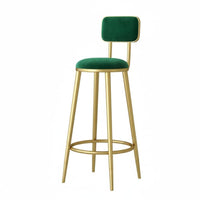 Upholstered Bar Stool with Support Rest Modern Design High-Legged Chair Comfortable Long-Lasting for Cafe, Reception Desk