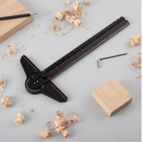 Double Scale (Inch/CM) Aluminum Alloy Scribing T-Ruler Multifunctional Adjustable T-Square Ruler Etched Markings Sliding Combination Square High Precision for Woodworkers, Carpenters, Drafting