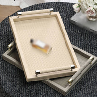 Rectangular Decorative Tray with Handles Raised Sides Tableware Easy to Clean