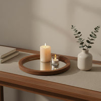 Mirror Tray Sturdy Round Wooden Tray for Dining Table
