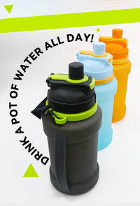Foldable Silicone Sports Water Bottle with Dual Drinking Spouts
