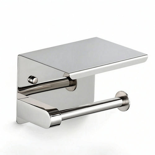 Wall-Mount Bathroom Tissue Holder with Shelf Space-Saving Bathroom Accessory