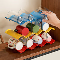 Wave-Shaped Multi-Layer Cup Storage Rack for Desk, Bar, Coffee, Tea, and Mugs