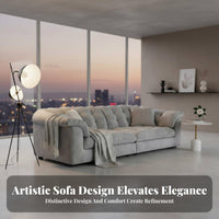 Fluffy-Like Design Channel-Tufted Sofa Modern Minimalist Design Couch High-Resilience Filling Living Room Seating Skin-Friendly Material for Apartment Dwellers, Homeowners, Young Adults, Small Areas, Home, Lounge Area