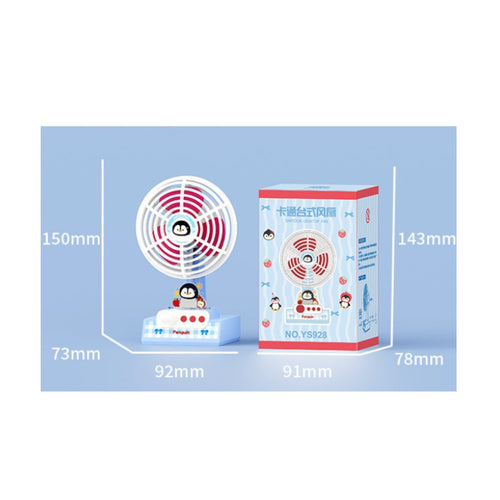 Cartoon Penguin Fan 3 Speed Settings Mini Desk Fan Cute Design for Bedroom, Kids