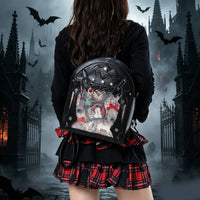 Ita Backpack with Transparent Panel Wing-Shaped-Wing Gothic Backpack Edgy Bag Sturdy for Cosplayers, Teens