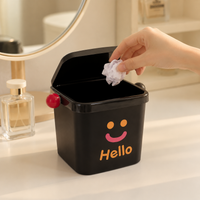 Desktop Trash Can Stylish with Lid 16cm Square Mini Trash Can for Desk Living Room Bedroom