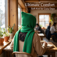 Hooded Scarf Hat, Women's Imitation Cashmere Blend, Warm Knit Scarf Hat, Winter  #variant:['Green']