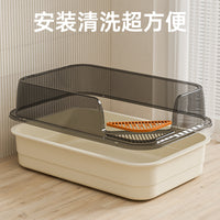 Extra Large Semi-Enclosed Cat Litter Box with High Sides