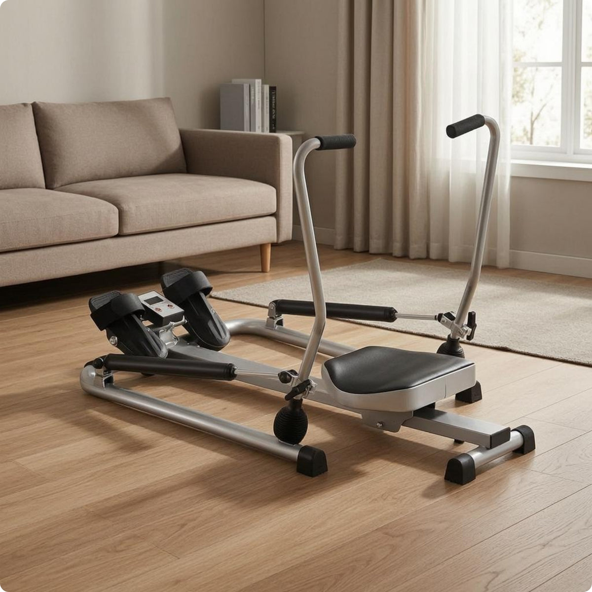 Foldable Hydraulic Rowing Machine Foot Straps Hydraulic Rower Full-Body Workout