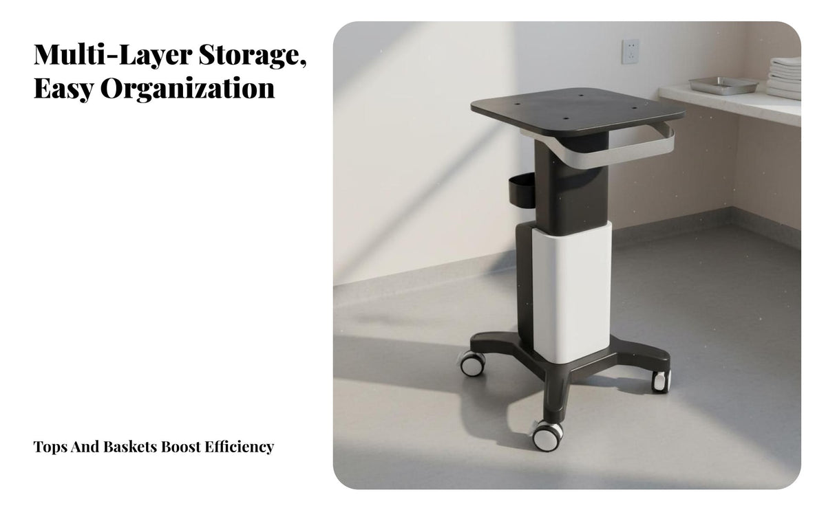 Cosmetic Instrument Trolley 360° Rotating Wheels Cart Esthetician Trolley Cart Sturdy Construction for Hospital