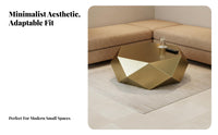 Faceted Base Table Gold Finish Living Room Furniture Minimalist Aesthetic Luxury Design for Homeowners, Business Owners