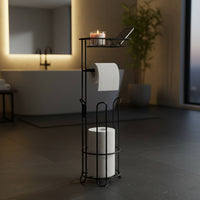 Toilet Tissue Storage Rack Easy Assembly Toilet Paper Holder with Shelf