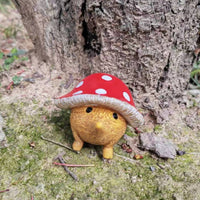 Hedgehog Under Toadstool Cap Spotted Toadstool Hedgehog Figurine Textured