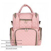 Double Layer Makeup Top Handle Handle Quilted Cosmetic Case Multiple Pockets Train Case for Salon