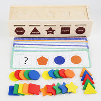 Wooden Shape Sorting Box for Early Education, Color and Shape Recognition, Montessori Toy for Toddlers