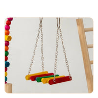 Parrot Stand Play Stand with Solid Wood Ladders, Bird Training Stand with Bowls and Tray, Indoor Bird Perch for Cockatiel and Lovebird Use