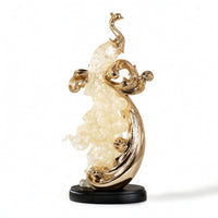 Bird Sculpture with Metallized Accents Translucent Bird Statue with Round Base Carved for Art Collectors, Entryway