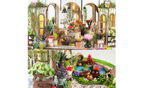 DIY Miniature Garden Model with LED Light Handmade Miniature House Kit with LED Light Illuminated Wooden Dollhouse Kit Collectible for Collectors, Hobbyists, Craft Enthusiasts, Desk Display