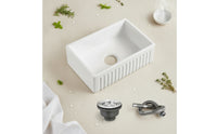 Ceramic Apron Sink White Single Basin Sink Drain Strainer Included for Kitchen