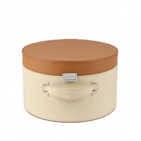 Round Storage Box with Lid Luggage-Styled Cylindrical Storage Box Decorative Cylindrical Container with Lid for Bedroom, Closet