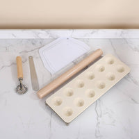 5 Pieces 12-Hole Dumpling Press Polished Rim Pastry Roller Set Space-Saving