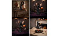 Witch Figurine with Pumpkin Spooky Hooded Witch Statue Gothic for Mantel