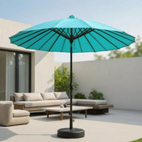 Patio Umbrella with Base Heavy Duty Market Umbrella with Weighted Base Wheeled for Garden, Backyard, Poolside