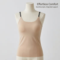 One Piece Vest Top Women UK with Built In Shelf Bra, Seamless Camisole Base Layer Loungewear in Extended Size Range
