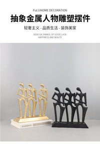 现代简约抽象金属人物雕塑艺术摆件客厅卧室玄关书房软装家居饰品