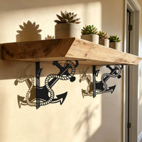 Iron Wall-Mounted Triangular Bracket with Anchor Pattern for Shelves