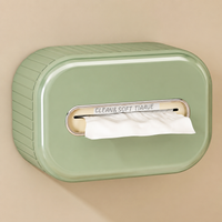Wall Mounted Tissue Box Holder Square, Modern Minimalist Pull Out Tissue Dispenser, PET Spring Loaded for Bathroom & Kitchen