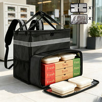 RICH'S HOME Large Capacity Insulated Double Backpack Pizza Delivery Bag with Foldable Design