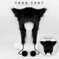 一件代发毛球帽子狐狸尾巴毛绒手指手套 cosplay兽尾道具套装