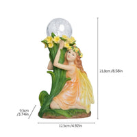 Solar Fairy Statue Energy Efficient Resin Garden Figurine Waterproof Design