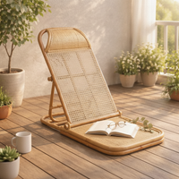 Rattan Floor Chair Retro Style Adjustable Floor Lounger Easy to Carry Outdoor Furniture for Relaxation Corner