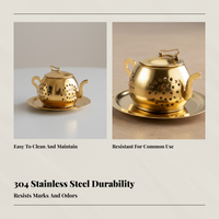 Tea Infuser Gold Color Finish Locking Spice Basket Rust-Resistant Reusable Design for Seniors, Travel, Office, Meal Preparation