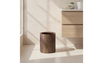 Wood Grain Trash Can Sturdy Cylindrical Trash Can Compact for Office