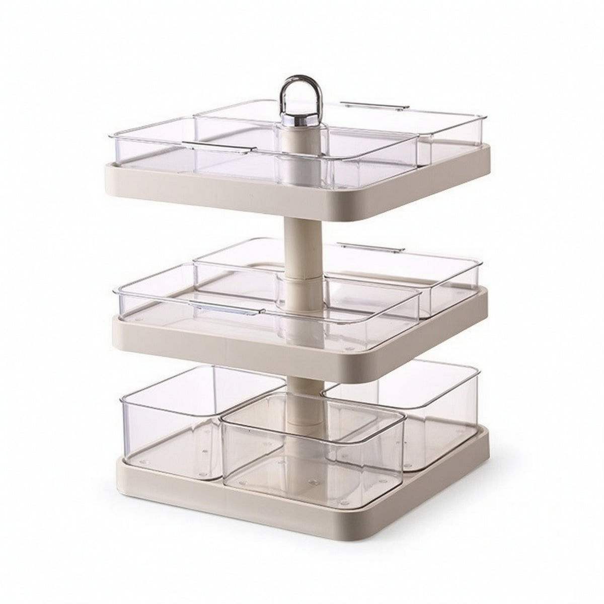 Rotating Tray with Compartments Versatile Divided Serving Dish for Meal Prep