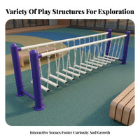 Sensory Training Playset Sturdy Kindergarten Obstacle Course Sturdy Construction children's Climbing Bridge for Playground, Childcare Facility