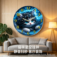 Creative Cat-Themed Wall Clock with Silent Movement