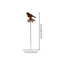 Rusted Bird Stake Decorative Flower Base Garden Stake Long Outdoor Decor for Yard