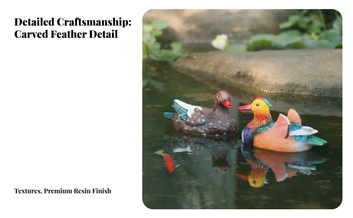 Waterproof Buoyant Duck Ornaments | Molded Feather Texture, Realistic Bird Styling, buoyant Ducks, for Ponds
