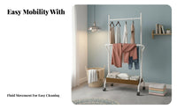 Freestanding Clothes Rail with storage areaSaving Garment Rack Simple Design