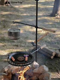 Qvien户外冬季烤盘架BBQ篝火烧烤野炊架多功能组装便携式露营铸铁